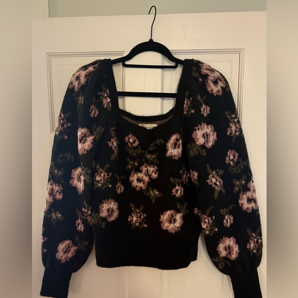 Anthropologie Black and Pink Knit Top